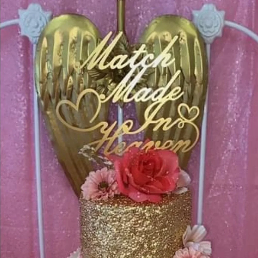 Match Made In Heaven Cake Topper Gold